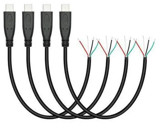 Main image of Vszerda 4Pcs Short USB C to 4 Pin Bare Wire Open End Wire 11inch, 5V/2A USB Type C Male Plug 4 Pin Pigtail Power and Data Cable, for USB Type C Equipment Installed or Replacement Repair DIY Cable