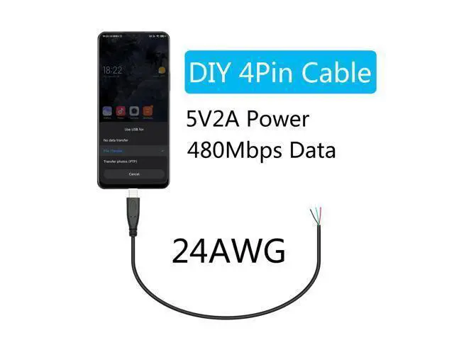 Alt view image 3 of 6 - Vszerda 4Pcs Short USB C to 4 Pin Bare Wire Open End Wire 11inch, 5V/2A USB Type C Male Plug 4 Pin Pigtail Power and Data Cable, for USB Type C Equipment Installed or Replacement Repair DIY Cable