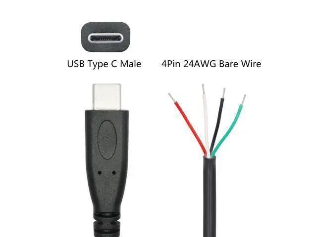 Alt view image 5 of 6 - Vszerda 4Pcs Short USB C to 4 Pin Bare Wire Open End Wire 11inch, 5V/2A USB Type C Male Plug 4 Pin Pigtail Power and Data Cable, for USB Type C Equipment Installed or Replacement Repair DIY Cable