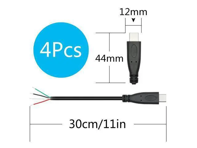 Alt view image 6 of 6 - Vszerda 4Pcs Short USB C to 4 Pin Bare Wire Open End Wire 11inch, 5V/2A USB Type C Male Plug 4 Pin Pigtail Power and Data Cable, for USB Type C Equipment Installed or Replacement Repair DIY Cable
