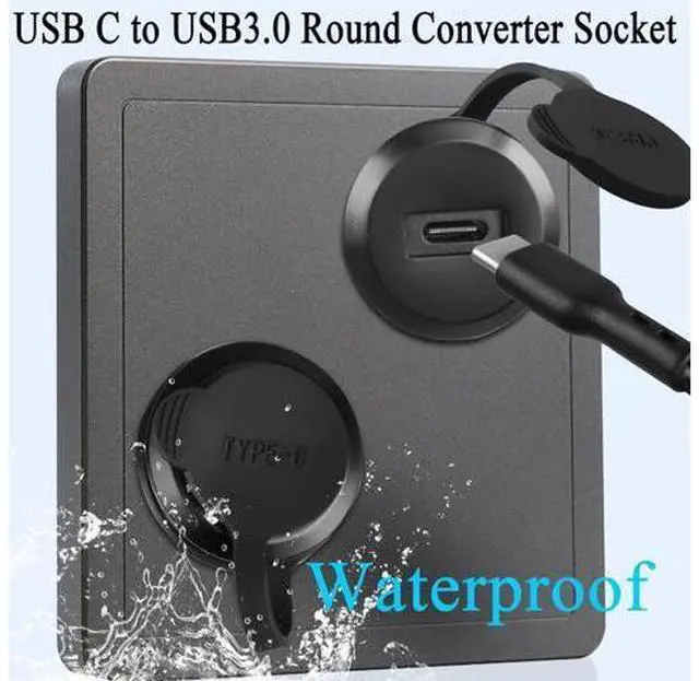 Alt view image 4 of 14 - Vszerda USB C to USB 3.0 Embedded Threaded Fixed Adapter 5Gbps USB C Female to USB 3.0 Female Panel Mount Round Connector with Waterproof Dust Cap