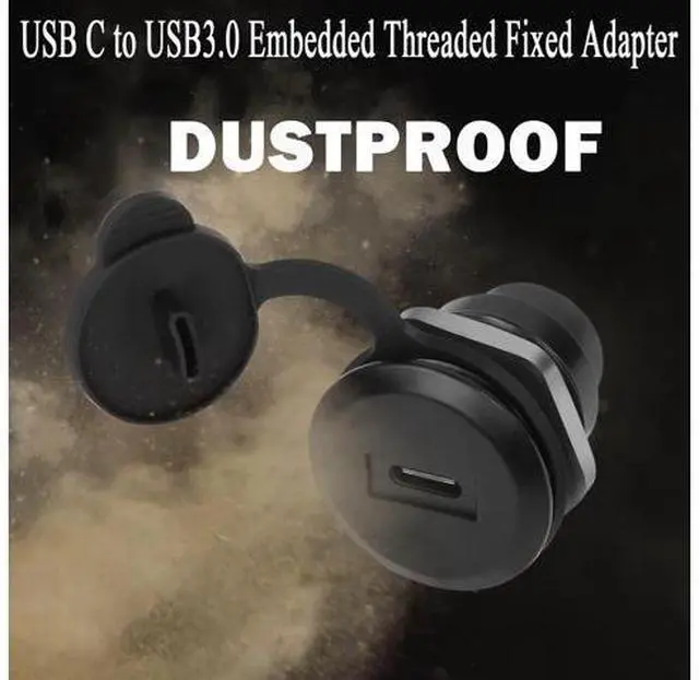 Alt view image 6 of 14 - Vszerda USB C to USB 3.0 Embedded Threaded Fixed Adapter 5Gbps USB C Female to USB 3.0 Female Panel Mount Round Connector with Waterproof Dust Cap