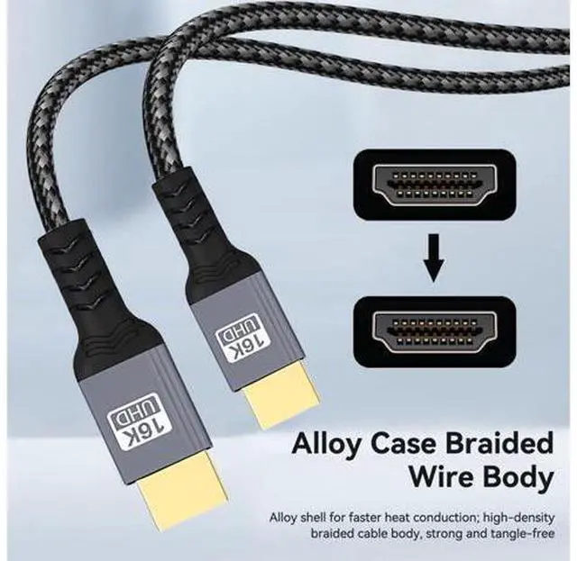 Alt view image 2 of 7 - Vszerda 16K 8K UHD HDMI 2.2 Version Type-A Male to HDMI Male HDTV Cable for HDTV Desktop Laptop Monitor (100cm)