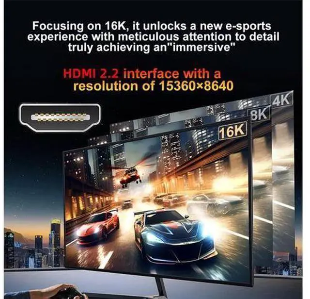 Alt view image 3 of 7 - Vszerda 16K 8K UHD HDMI 2.2 Version Type-A Male to HDMI Male HDTV Cable for HDTV Desktop Laptop Monitor (100cm)