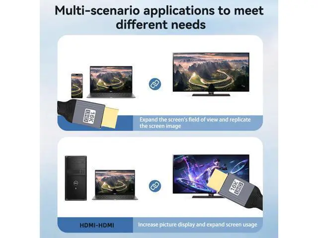 Alt view image 5 of 7 - Vszerda 16K 8K UHD HDMI 2.2 Version Type-A Male to HDMI Male HDTV Cable for HDTV Desktop Laptop Monitor (100cm)