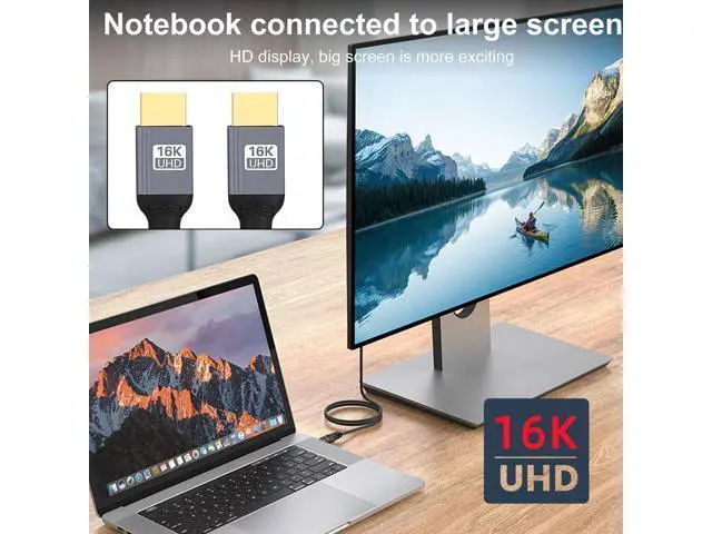 Alt view image 4 of 7 - Vszerda 16K 8K UHD HDMI 2.2 Version Type-A Male to HDMI Male HDTV Cable for HDTV Desktop Laptop Monitor (100cm)