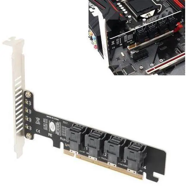 Alt view image 4 of 7 - Vszerda PCIE to U.2 Adapter Card, PCIE X16 to 4 Port U.2 NVME SFF-8643/8639 Expansion Card, PCIE 4.0 U.2 with LED indicator for