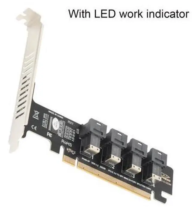Alt view image 7 of 7 - Vszerda PCIE to U.2 Adapter Card, PCIE X16 to 4 Port U.2 NVME SFF-8643/8639 Expansion Card, PCIE 4.0 U.2 with LED indicator for