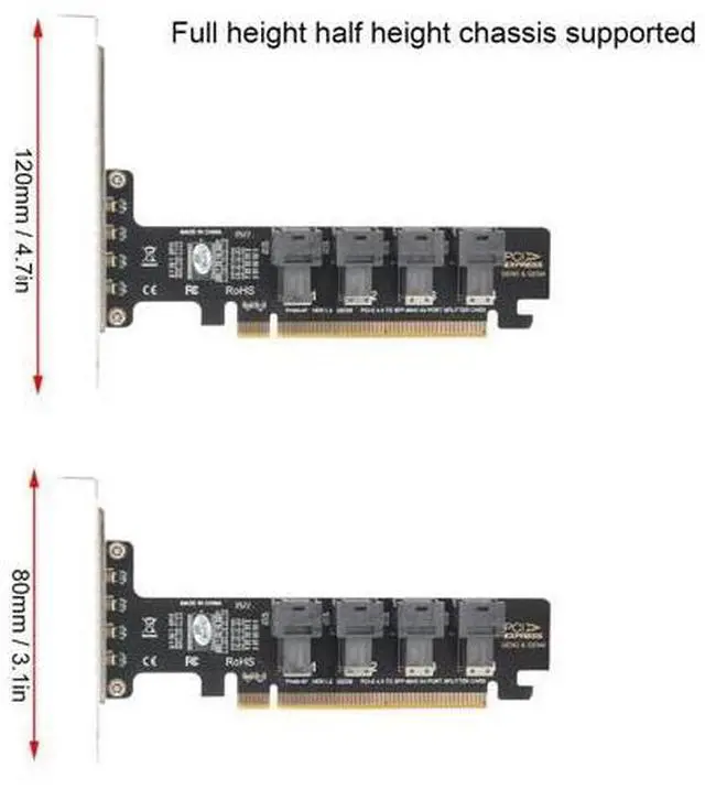 Alt view image 6 of 7 - Vszerda PCIE to U.2 Adapter Card, PCIE X16 to 4 Port U.2 NVME SFF-8643/8639 Expansion Card, PCIE 4.0 U.2 with LED indicator for