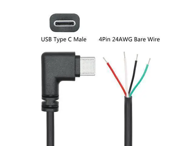 Alt view image 5 of 7 - Vszerda 4Pcs 90 Degree USB C to 4 Pin Bare Wire Open End Cable 11inch, Right Angle USB Type C Male Plug 4 Pin Pigtail Power and Data 5V/2A, for USB Device Replacement Repair DIY Cable