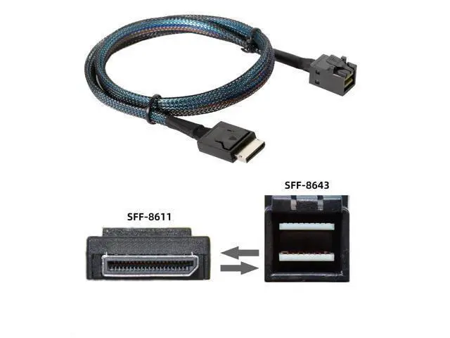 Alt view image 2 of 7 - Vszerda OCuLink PCIe 4.0 PCI-Express SFF-8611 4i to SFF-8643 Data Active Cable for eGPU SSD External Graphics Card 50cm