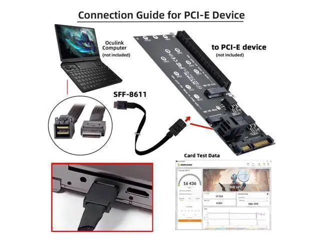 Alt view image 4 of 7 - Vszerda OCuLink PCIe 4.0 PCI-Express SFF-8611 4i to SFF-8643 Data Active Cable for eGPU SSD External Graphics Card 50cm
