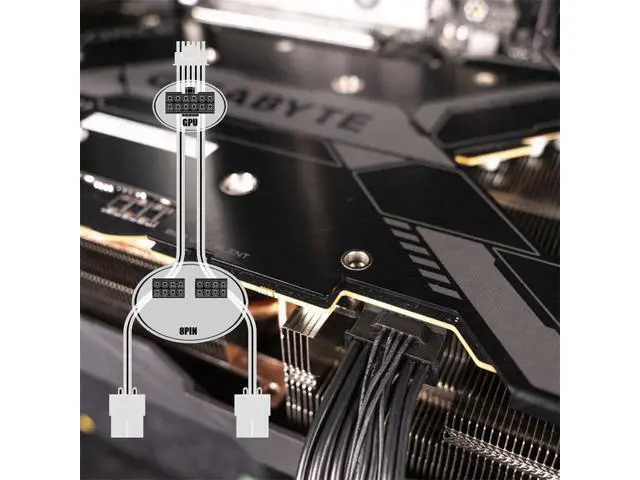 Alt view image 4 of 7 - Vszerda Dual ATX 8Pin to 12VHPWR ATX3.0 PCI-E 5.0 Power Modular Cable for 3080 3090TI PSU 16Pin 12+4P Graphics Card