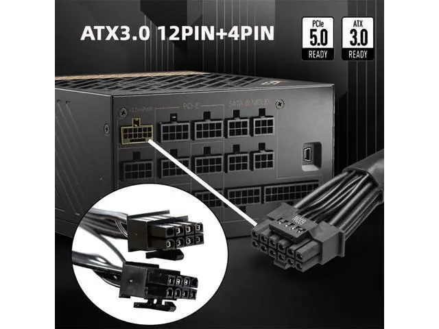 Alt view image 6 of 7 - Vszerda Dual ATX 8Pin to 12VHPWR ATX3.0 PCI-E 5.0 Power Modular Cable for 3080 3090TI PSU 16Pin 12+4P Graphics Card