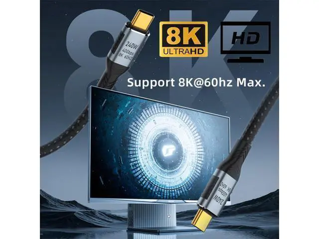 Alt view image 4 of 7 - Vszerda USB-C USB4 Cable 240W 40Gbps USB3.1 100W 8K@60Hz 5K USB4.0 Data Transfer Cord Compatible with Thunderbolt3/4 0.5M