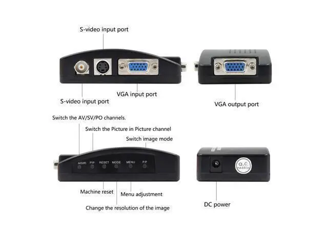 Alt view image 5 of 7 - Vszerda Portable BNC to VGA Video Converter Composite S-Video Input to PC VGA Out Adapter Digital Switch Box for PC MACTV Camera DVD DVR