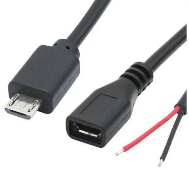 Alt view image 2 of 7 - Vszerda Short Micro USB Male & Female 2 Pin Bare Wire,30cm/11.8in Micro USB to Open End Pigtail Power Cable,Micro USB 22AWG 3A for Micro USB Equipment Installed or Replace Repair DIY Cable(4Pcs)