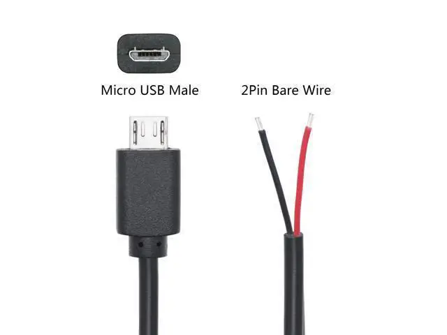 Alt view image 3 of 7 - Vszerda Short Micro USB Male 2 Pin Bare Wire,30cm/11.8in Micro USB to Open End Pigtail Power Cable Easy Soldering,Micro USB 22AWG 3A for Micro USB Equipment Installed or Replace Repair DIY Cable(4Pcs)