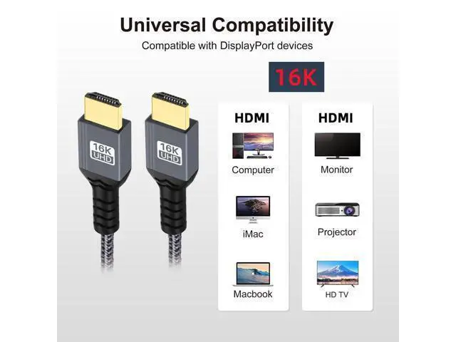 Alt view image 2 of 7 - Vszerda 16K 8K UHD HDMI 2.2 Version Type-A Male to HDMI Male HDTV Cable for HDTV Desktop Laptop Monitor (200cm)