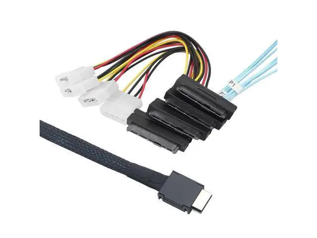 Alt view image 4 of 7 - Vszerda Mini SAS SFF-8611 OCuLink 4I to SFF-8482 with 4X Molex Power Adapter Cable (3.2 ft. (100cm))