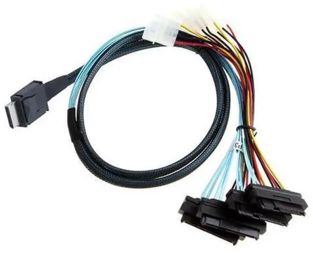 Main image of Vszerda Mini SAS SFF-8611 OCuLink 4I to SFF-8482 with 4X Molex Power Adapter Cable (3.2 ft. (100cm))