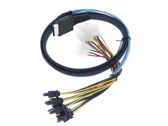 Alt view image 2 of 7 - Vszerda Mini SAS SFF-8611 OCuLink 4I to SFF-8482 with 4X Molex Power Adapter Cable (3.2 ft. (100cm))