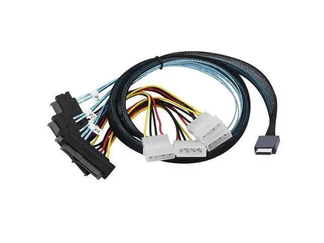 Alt view image 6 of 7 - Vszerda Mini SAS SFF-8611 OCuLink 4I to SFF-8482 with 4X Molex Power Adapter Cable (3.2 ft. (100cm))