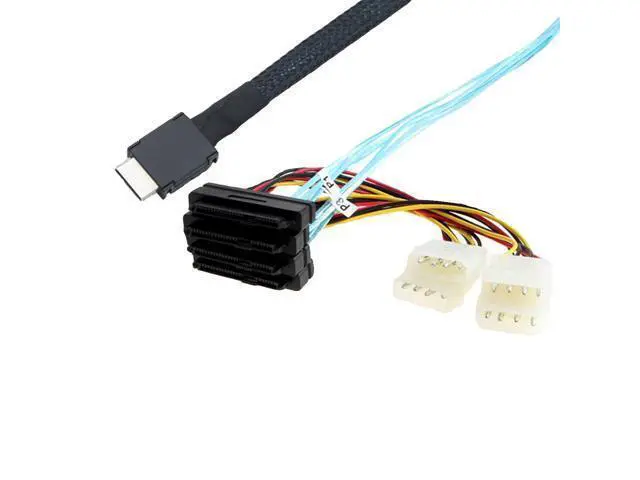 Alt view image 5 of 7 - Vszerda Mini SAS SFF-8611 OCuLink 4I to SFF-8482 with 4X Molex Power Adapter Cable (3.2 ft. (100cm))