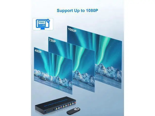 Alt view image 3 of 7 - Vszerda RCA Switch Box 4 in 3 Out: 4 Way AV Splitter 3 Output with Remote Control for Audio Video Distribution, RCA Splitter Switcher Composite Video L/R Audio Selector Box for DVD STB Game Consoles
