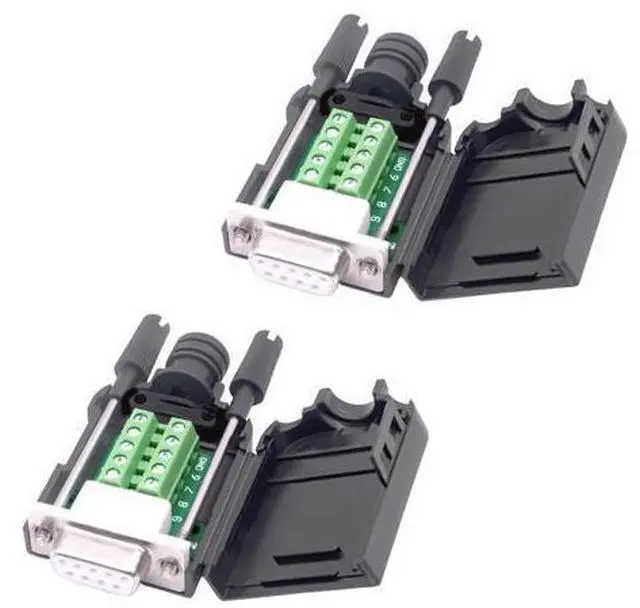 Main image of Vszerda DB9 Female Solderless Connector Breakout Board RS232 D-SUB 9 Pin Serial Adapter Terminal Block with Case-2 Packs (Female)