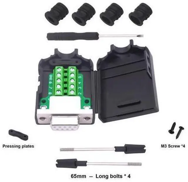 Alt view image 2 of 7 - Vszerda DB9 Female Solderless Connector Breakout Board RS232 D-SUB 9 Pin Serial Adapter Terminal Block with Case-2 Packs (Female)