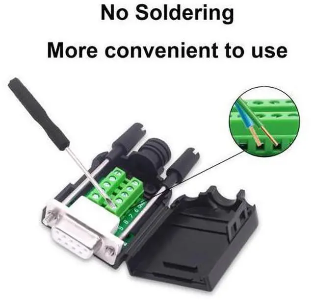 Alt view image 4 of 7 - Vszerda DB9 Female Solderless Connector Breakout Board RS232 D-SUB 9 Pin Serial Adapter Terminal Block with Case-2 Packs (Female)