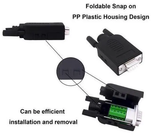 Alt view image 6 of 7 - Vszerda DB9 Female Solderless Connector Breakout Board RS232 D-SUB 9 Pin Serial Adapter Terminal Block with Case-2 Packs (Female)