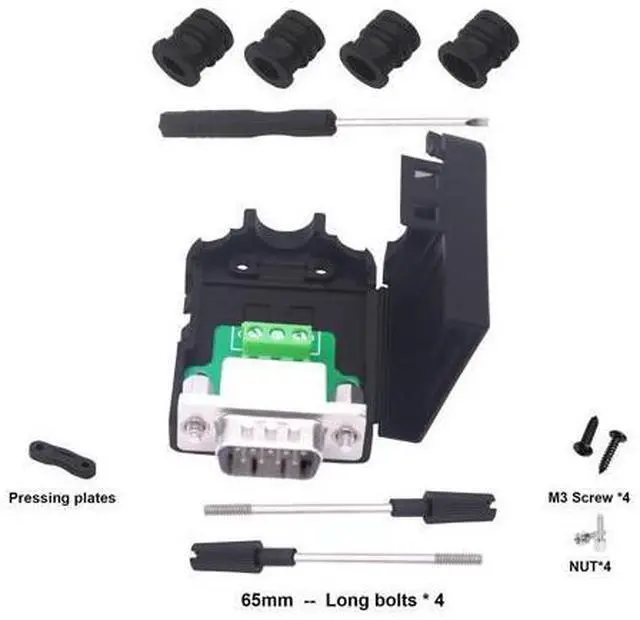 Alt view image 2 of 7 - Vszerda DB9 Solderless Connector Breakout Board RS232 D-SUB 9 Pin Serial to RXD TXD GND 235 Adapter Terminal Block with Case 2 Packs (Male)