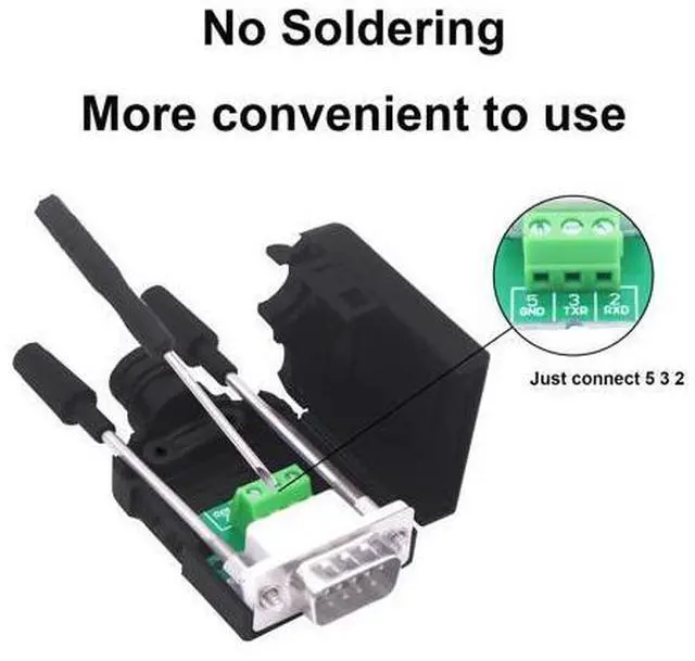 Alt view image 4 of 7 - Vszerda DB9 Solderless Connector Breakout Board RS232 D-SUB 9 Pin Serial to RXD TXD GND 235 Adapter Terminal Block with Case 2 Packs (Male)