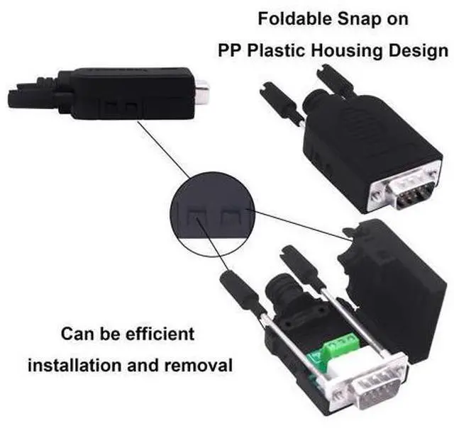 Alt view image 6 of 7 - Vszerda DB9 Solderless Connector Breakout Board RS232 D-SUB 9 Pin Serial to RXD TXD GND 235 Adapter Terminal Block with Case 2 Packs (Male)