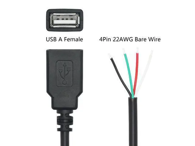 Alt view image 5 of 6 - 4Pcs Short USB A Female to 4 Pin Bare Wire 11inch, 22AWG 5V/3A USB A Female Plug 4 Pin Pigtail Wire Open End Power and Data Cable, for USB Type A Equipment Installed or Replacement Repair DIY Cable