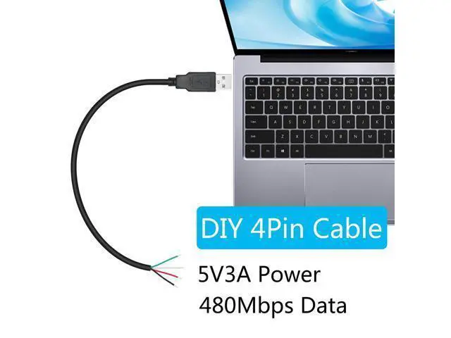 Alt view image 3 of 6 - Vszerda 4Pcs Short USB A Male to 4 Pin Bare Wire 11inch, 22AWG 5V/3A USB A Male Plug 4 Pin Pigtail Wire Open End Power and Data Cable,for USB Type A Equipment Installed or Replacement Repair DIY Cable