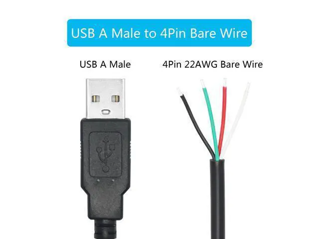Alt view image 5 of 6 - Vszerda 4Pcs Short USB A Male to 4 Pin Bare Wire 11inch, 22AWG 5V/3A USB A Male Plug 4 Pin Pigtail Wire Open End Power and Data Cable,for USB Type A Equipment Installed or Replacement Repair DIY Cable