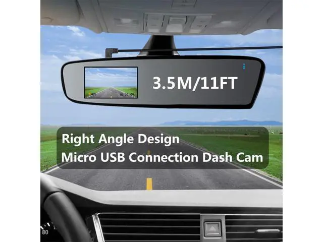 Alt view image 5 of 7 - Vszerda 11FT 90 Degree Micro USB Power Cable, Left Angle Micro USB Dash Cam Charging Cord, for Car Dash Cam, Phones and Other Devices Charging