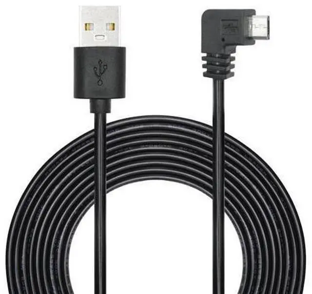 Main image of Vszerda 11FT 90 Degree Micro USB Power Cable, Left Angle Micro USB Dash Cam Charging Cord, for Car Dash Cam, Phones and Other Devices Charging