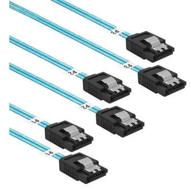 Main image of Vszerda SATA-III Cable:24 Inches,3 Pack Flexible Thin SATA Cable 2Ft Straight 6Gbps Data with Locking Latch for SSD, HDD, Hard Drives, Blue (0.6M)