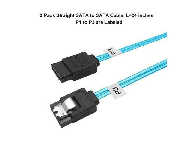 Alt view image 4 of 5 - Vszerda SATA-III Cable:24 Inches,3 Pack Flexible Thin SATA Cable 2Ft Straight 6Gbps Data with Locking Latch for SSD, HDD, Hard Drives, Blue (0.6M)