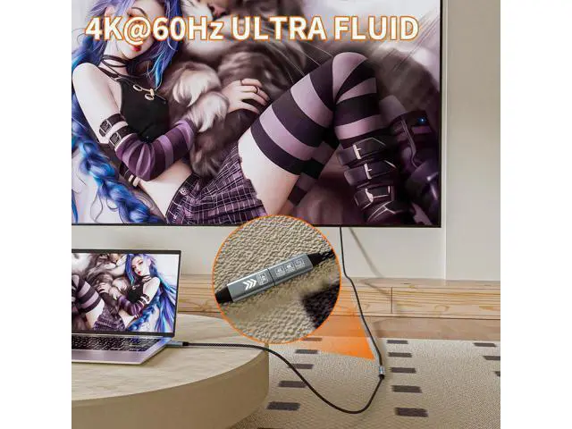 Alt view image 2 of 7 - Vszerda USB C Extension Cable 10FT, 20Gbps/240W USB3.2 Type C Extender Cord, 4K@60Hz Video Output Nylon Braided USB C Male to Female Extension Charging Cable Compatibility with Thunderbolt 4/3