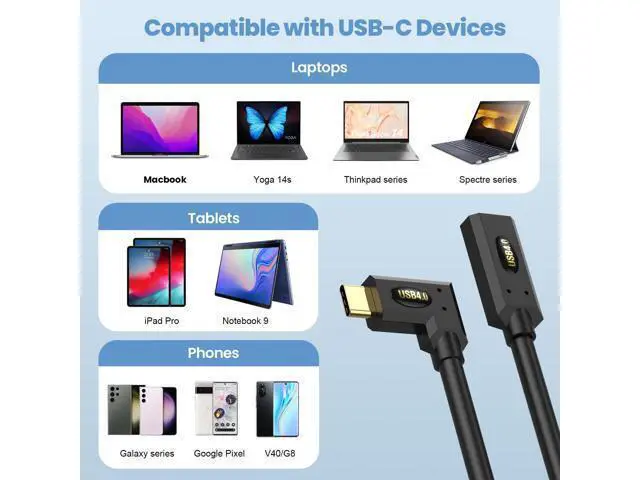 Alt view image 5 of 7 - Vszerda USB4.0 Cable Spring Coiled, USB C to USB C Cord 8K/6K @60hz 40Gbps 240W Fast Data Charging Type C Spring Spiral Cord Cables, 4FT/1.2M (Male to Male, Straight to Left/Right Angled)