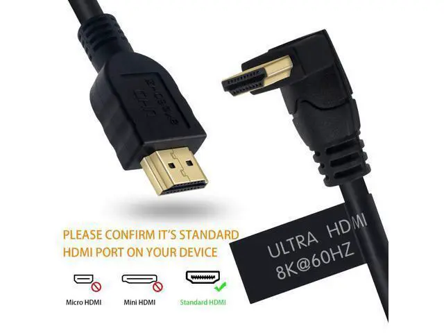 Alt view image 5 of 14 - Vszerda 8K HDMI 2.1 Cable 6feet, HDMI 48gbps 90 Degree Up Angle HDMI Male to Male HDMI 2.1 Cable with 8K 60Hz Video and 3D HDR for TV/Xbox /PS4 /PS5(M/M Up)