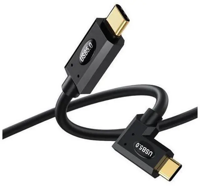 Main image of Vszerda Right Angle USB C Cable 2ft, 80Gbps Right Angle Thunderbolt 5 Cable, 240W Power, Dual 8K Display, 120Gbps Bandwith, 90 Degree USB C Thunderbolt Cord, Compatible for MacBook,iPhone 16,SSD