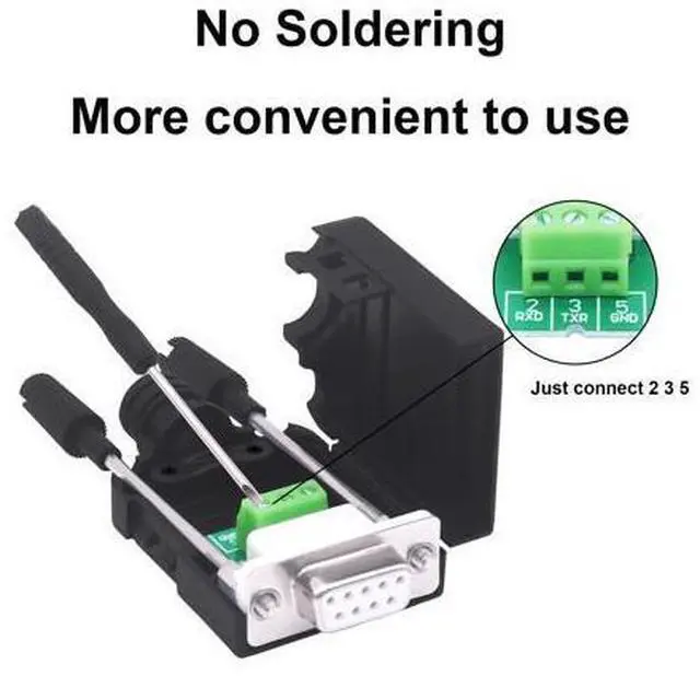 Alt view image 5 of 7 - Vszerda DB9 Solderless Connector Breakout Board RS232 D-SUB 9 Pin Serial to RXD TXD GND 235 Adapter Terminal Block with Case 2 Packs (Female)