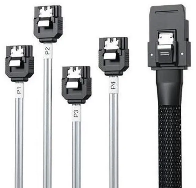 Main image of Vszerda MiniSAS SFF-8087 Fan-Out Cable Breakout to 4xSATA, 6Gbps High-Speed Cable for RAID Controllers, Servers & Storage Enclosures, 1-m(3.3ft)
