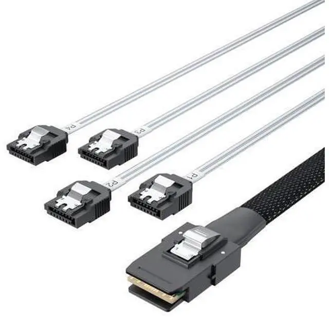 Alt view image 7 of 14 - Vszerda MiniSAS SFF-8087 Fan-Out Cable Breakout to 4xSATA, 6Gbps High-Speed Cable for RAID Controllers, Servers & Storage Enclosures, 1-m(3.3ft)